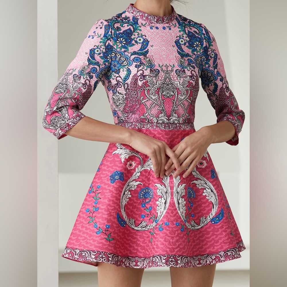 Pink Peacock Skater Dress